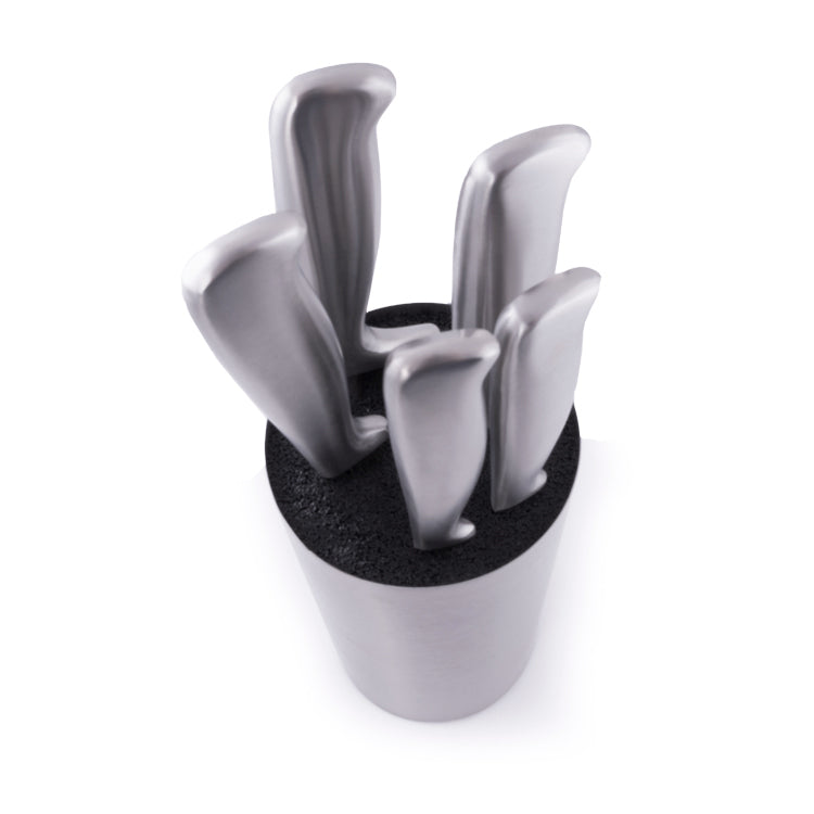 Vista superior de set de cuchillos con base de acero inoxidable 6 piezas  - Trendkuisine | Tendencia en tu cocina