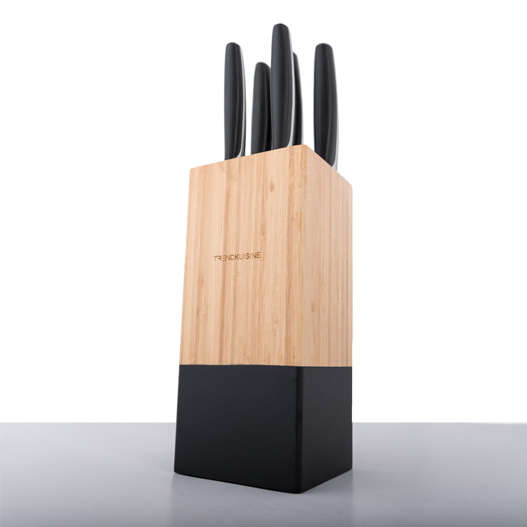Set de cuchillos de acero inoxidable con base de bambú 6 piezas. - Trendkuisine | Tendencia en tu cocina