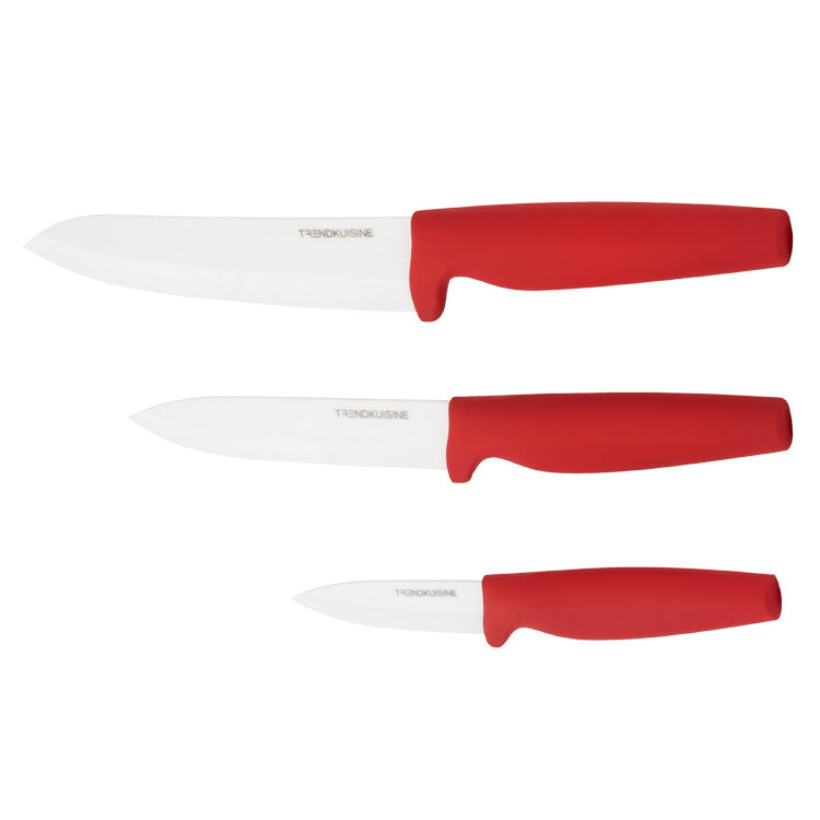 Set de cuchillos de cerámica con mango rojo 3 piezas - Trendkuisine | Tendencia en tu cocina